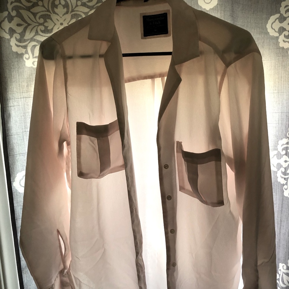 Light pink silk button down shirt